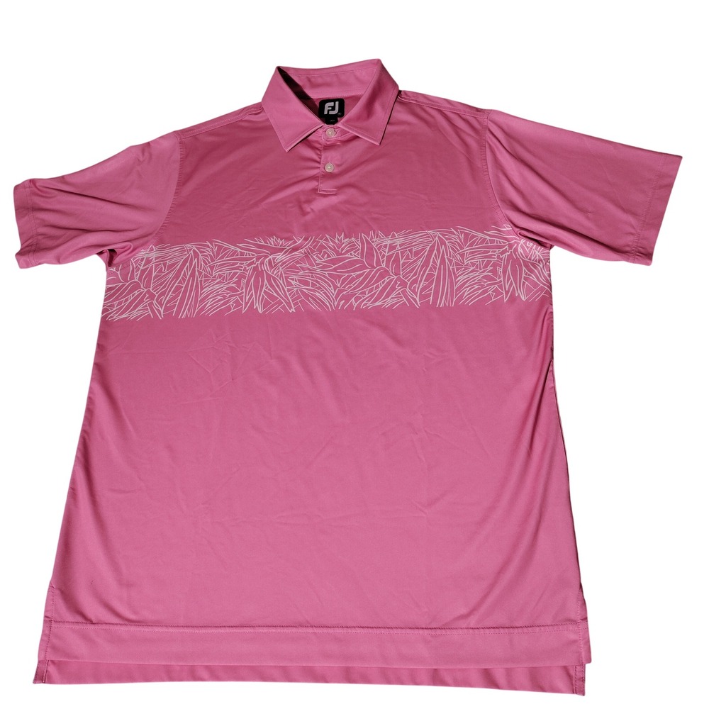 FootJoy Pink Floral Graphic Band Performance Golf Polo Shirt Sz M - Imperfect